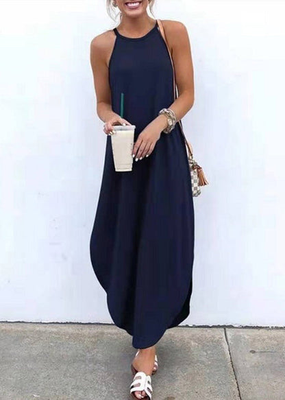 Summer Grey Strap Sleeveless Irregular Party Maxi Dress