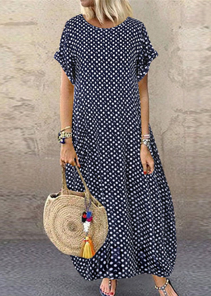 Summer Orange Geometry Print Short Sleeve Dress