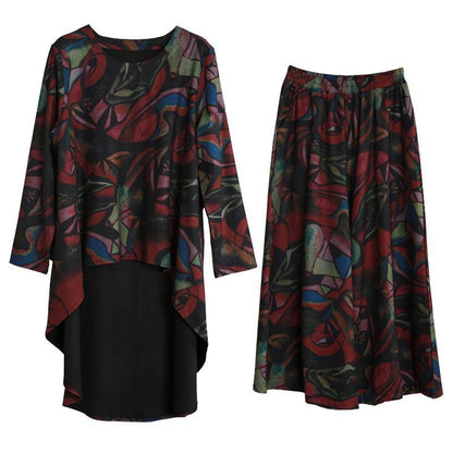 Thin Literary Suit Autumn and Winter New Irregular Simple and Loose Two-piece Suit