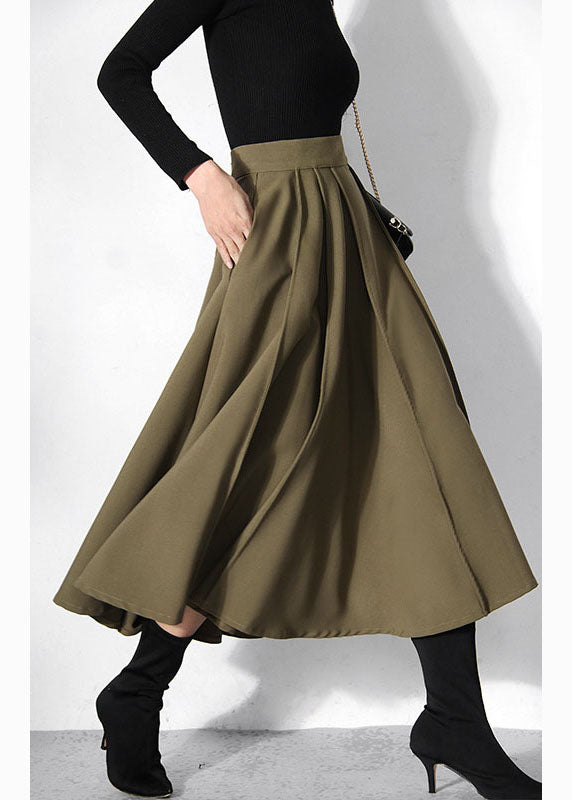 Fitted Green Pleated Skirts Spring