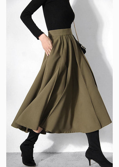 Fitted Green Pleated Skirts Spring