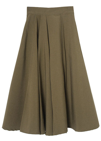 Fitted Green Pleated Skirts Spring