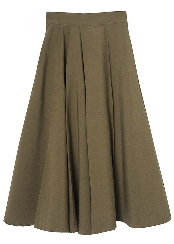 Fitted Green Pleated Skirts Spring