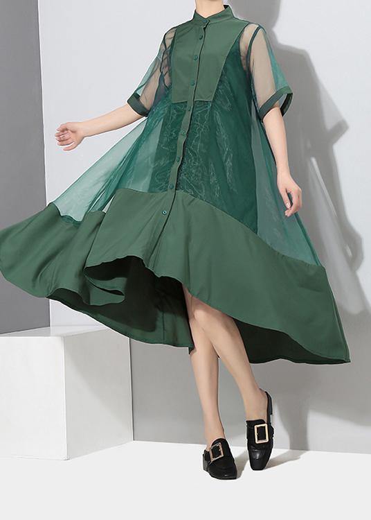 Two Pieces Summer Green Midi Transparent Mesh Dress Set