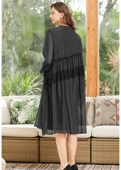 Unique Black Patchwork Chiffon Lace Summer Dresses