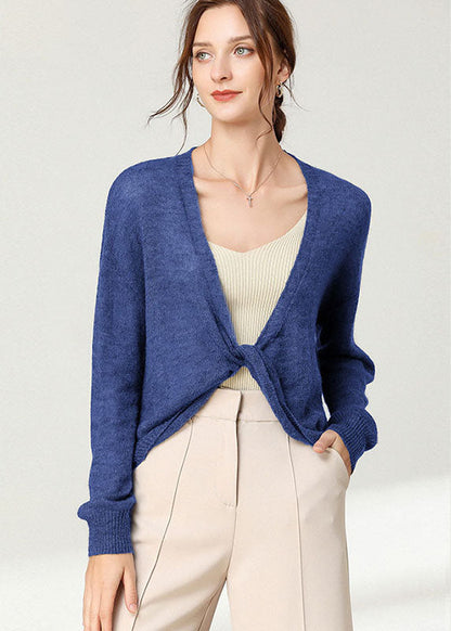 Unique Blue Long Sleeve Knit Vogue Fall Top