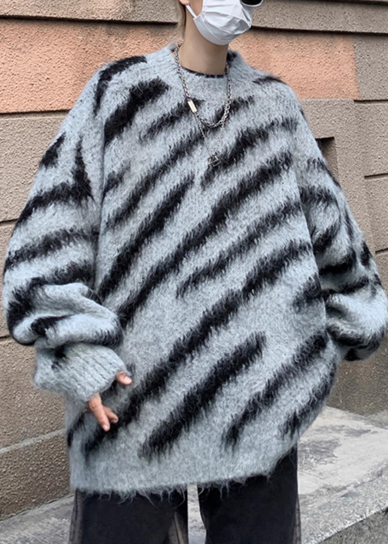 Unique Brown Striped Cozy Knit Sweaters Winter