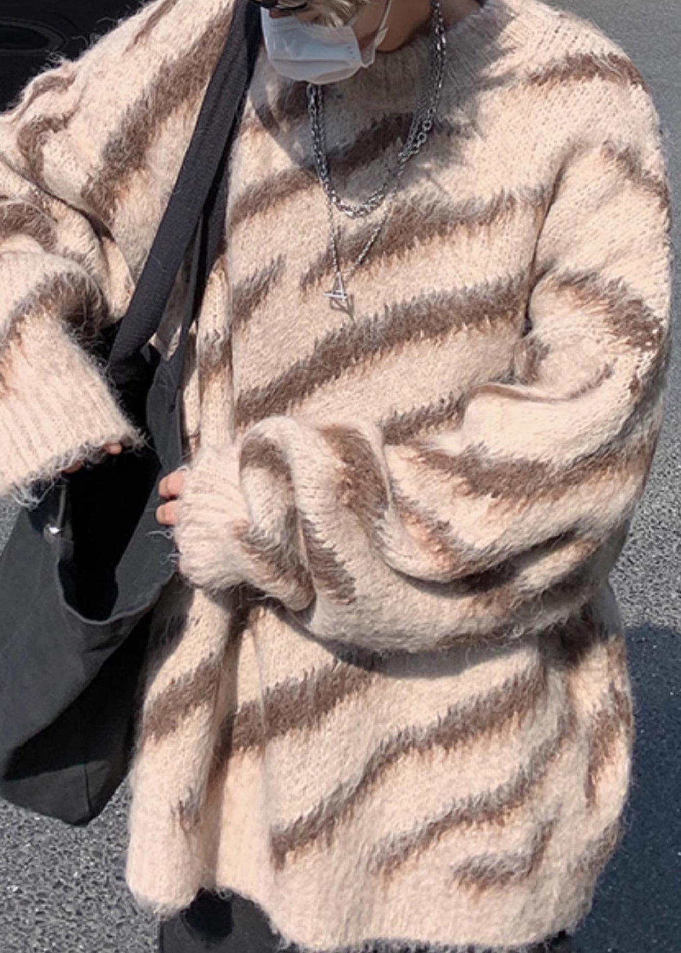 Unique Brown Striped Cozy Knit Sweaters Winter