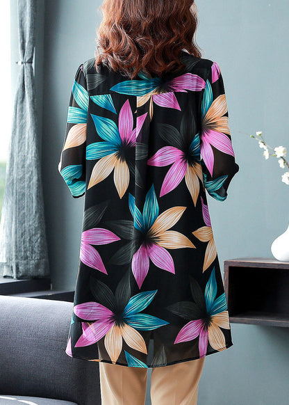 Unique Peter Pan Collar Patchwork Chiffon Shirt Tops Summer