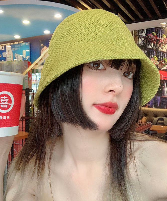 Unique Green Color Knit Bucket Hat