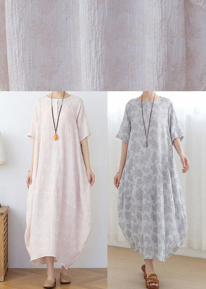Unique Light Grey Linen Asymmetric Design Dress in Summer