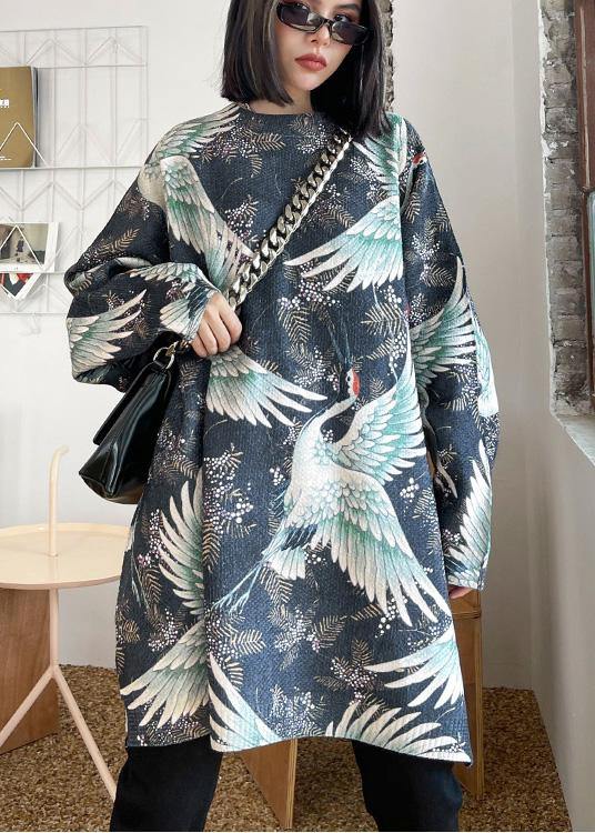 Unique O Neck Spring Blouses for Tutorials Crane Design Tops