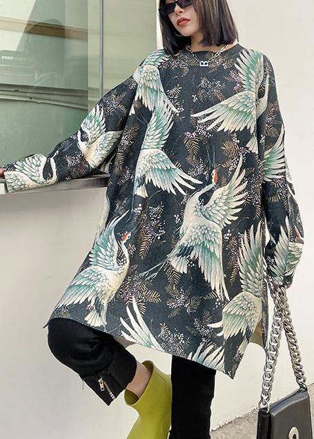 Unique O Neck Spring Blouses for Tutorials Crane Design Tops