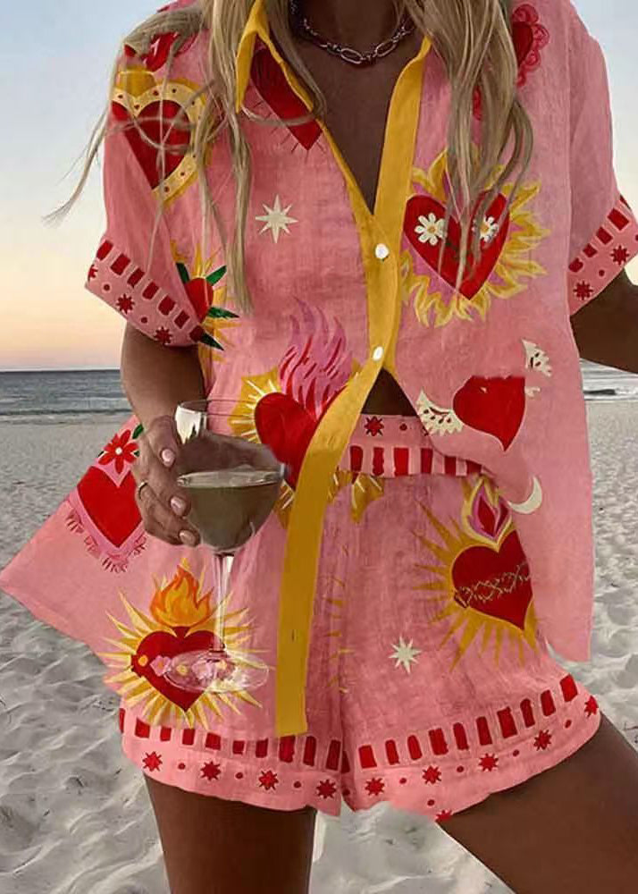 Unique Oversized Print Linen Sets 2 Pieces Summer