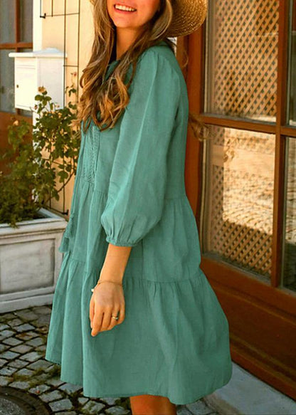 Unique Peacock Blue Patchwork Half Sleeve a Line Maxi Dress Summer