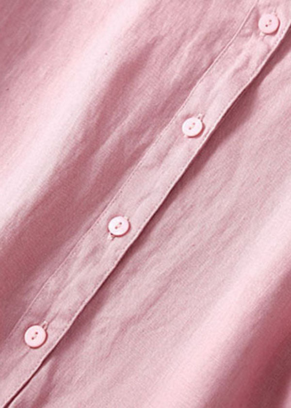 Unique Apricot Flowers Peter Pan Collar Wrinkled Linen Holiday Dress Short Sleeve