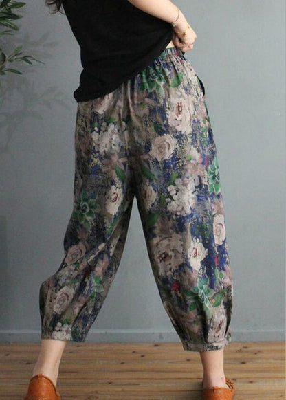 Unique Print High Waist Cotton Crop Pants