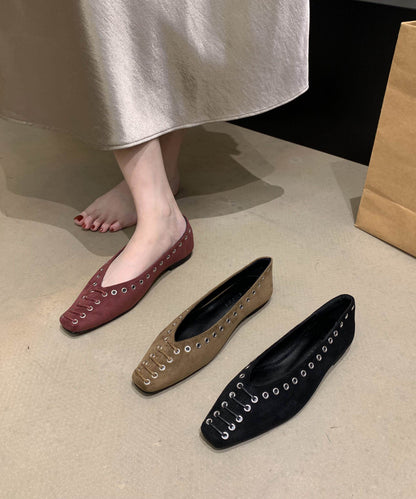 Unique Rivet Flat Shoes for Green Faux Leather