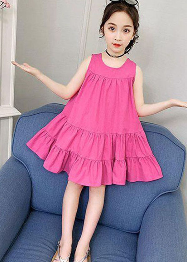 Unique Rose Ruffled Patchwork Cotton Kids Dress Summer