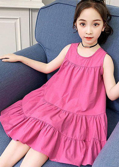 Unique Rose Ruffled Patchwork Cotton Kids Dress Summer