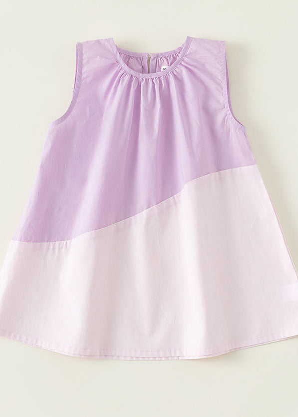 Unique Yellow O Neck Patchwork Cotton Baby Dresses Sleeveless