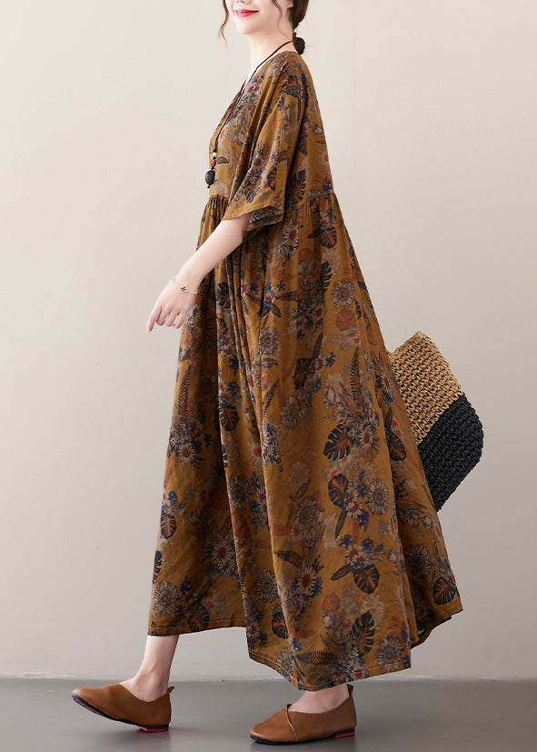 Unique Yellow O-neck Patchwork Party Maxi Dress Summer
