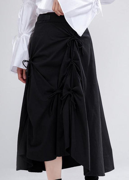 Black Cinched Low High Design Skirts Summer
