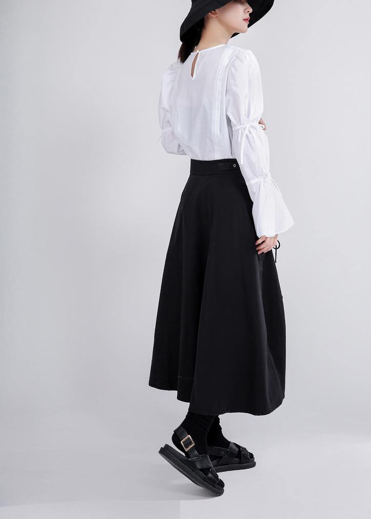Black Cinched Low High Design Skirts Summer