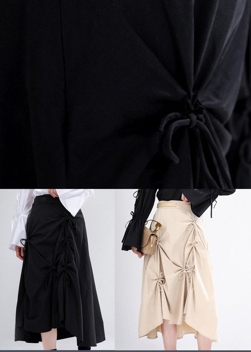 Black Cinched Low High Design Skirts Summer