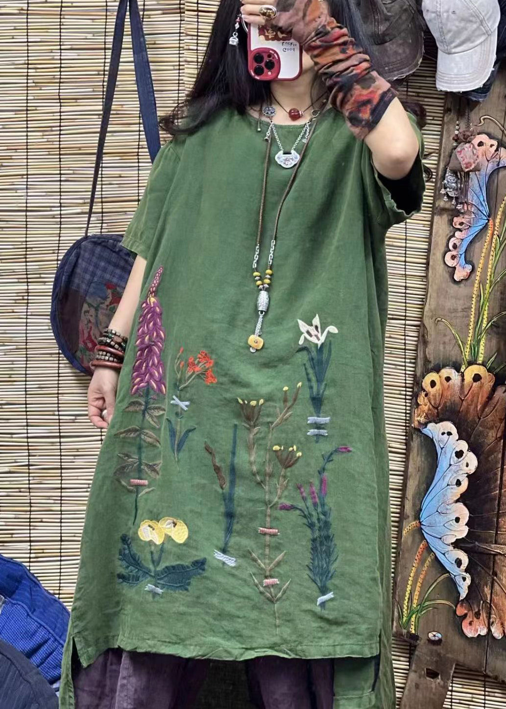 Black Embroidered Low High Design Cotton Dress Summer