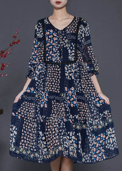 Black Print Exra Large Hem Chiffon Maxi Dresses Summer