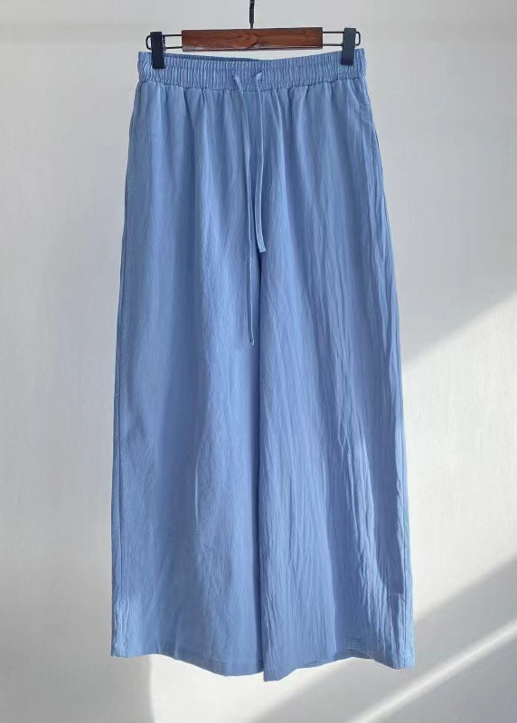 Blue Peter Pan Collar Tops and Pants Cotton Two-piece Set Spring