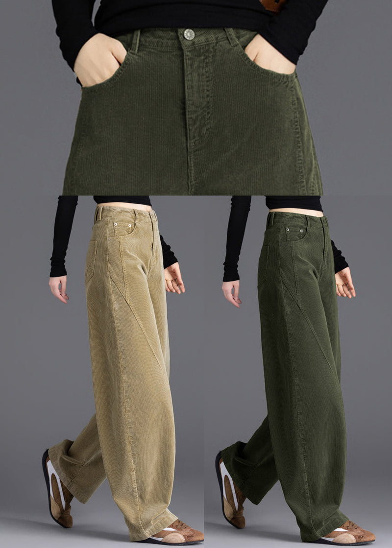 Camel Oversized Warm Fleece Corduroy Pants Spring