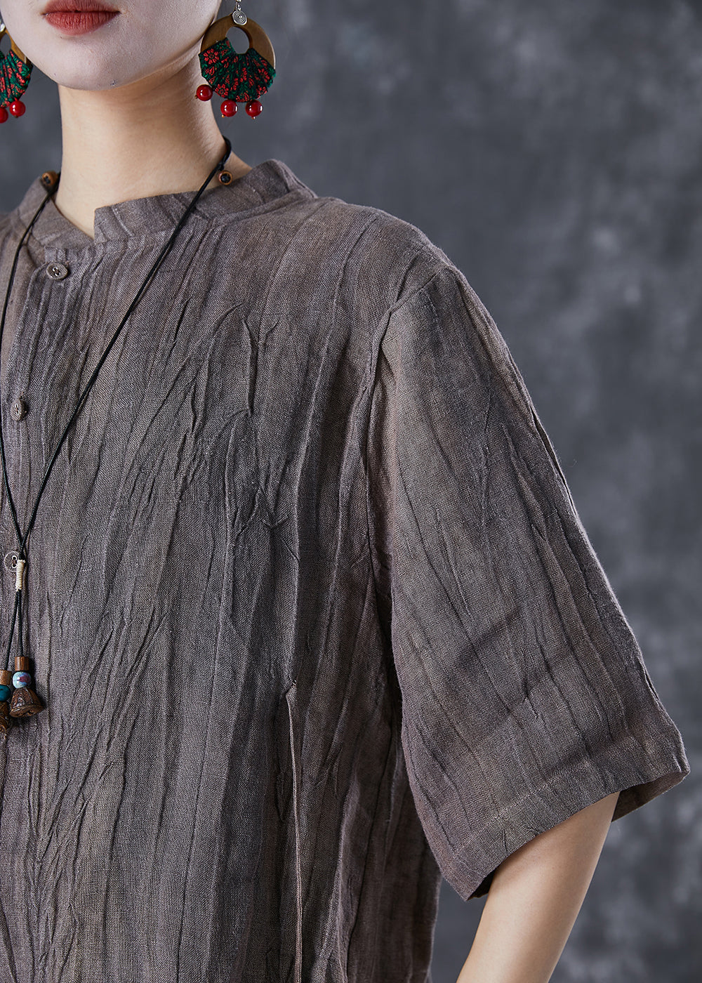 Chocolate Asymmetrical Tie Dye Linen Two Pieces Set Summer