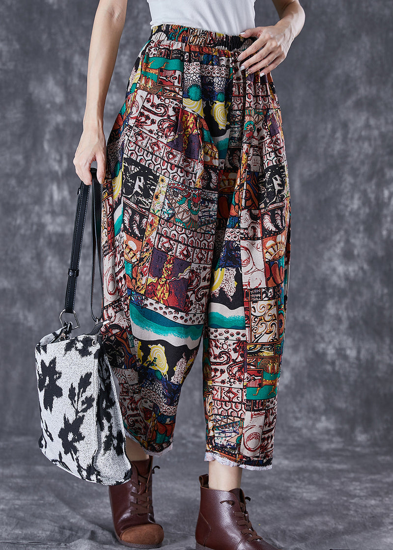 Chocolate High Waist Oversized Print Cotton Pants Summer