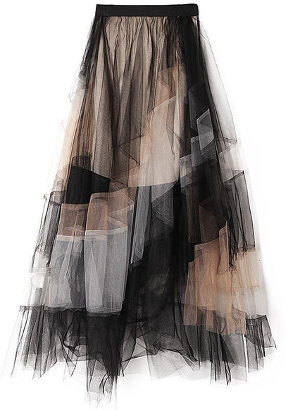 Color Block Ruffles Tulle Summer Skirt