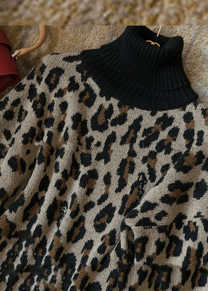 Drawstring Print Thick Wool Knit Sweater Fall
