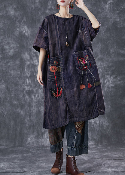 Embroidered Patchwork Applique Wear on Both Sides Cotton Dress Summer