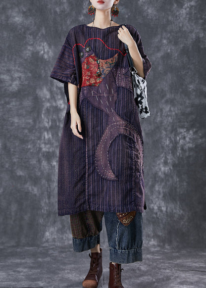 Embroidered Patchwork Applique Wear on Both Sides Cotton Dress Summer