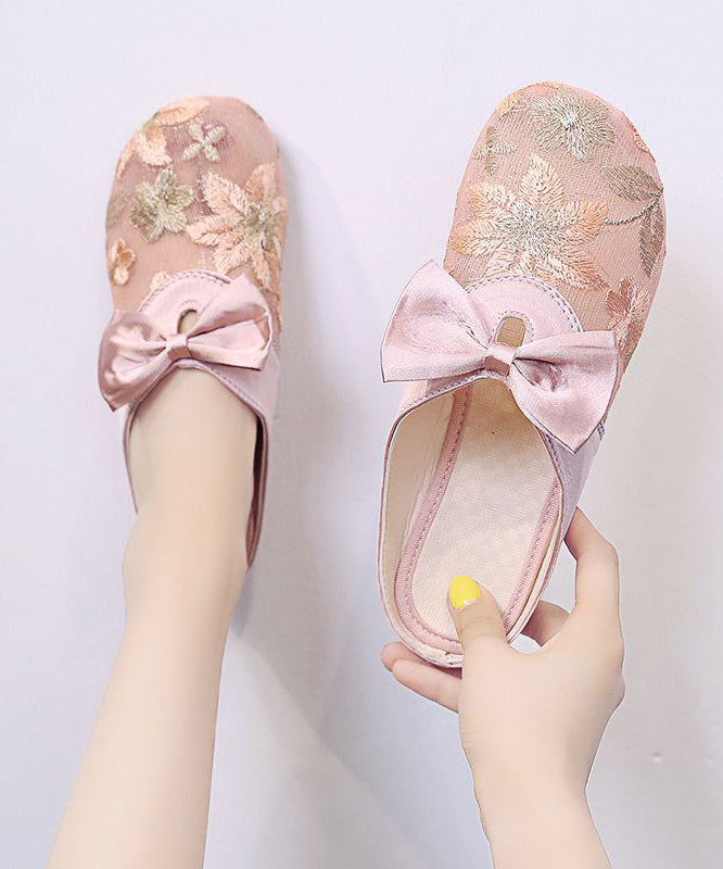 Embroidery Splicing Slide Sandals Black Breathable Mesh