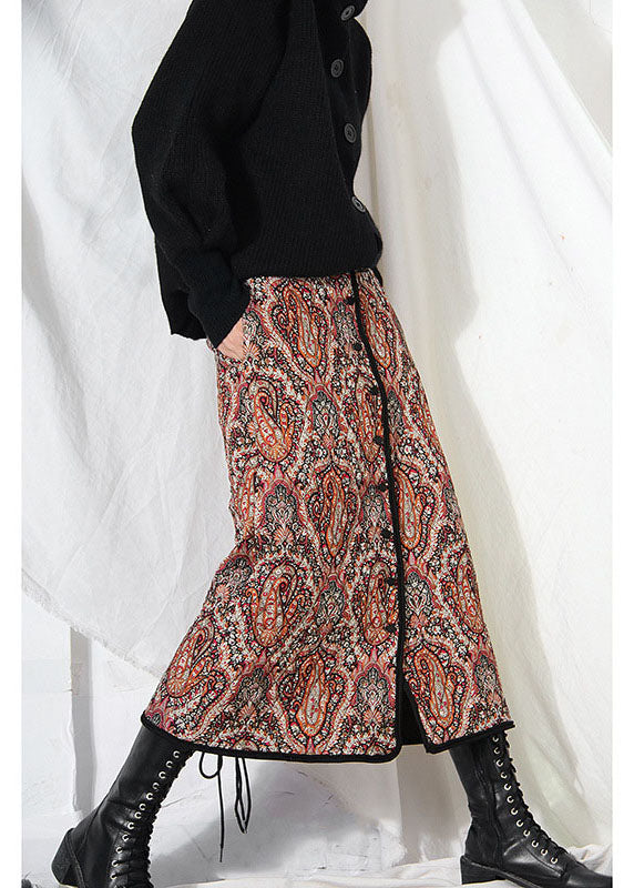 French Print Fine Cotton Filled Skirts Winter