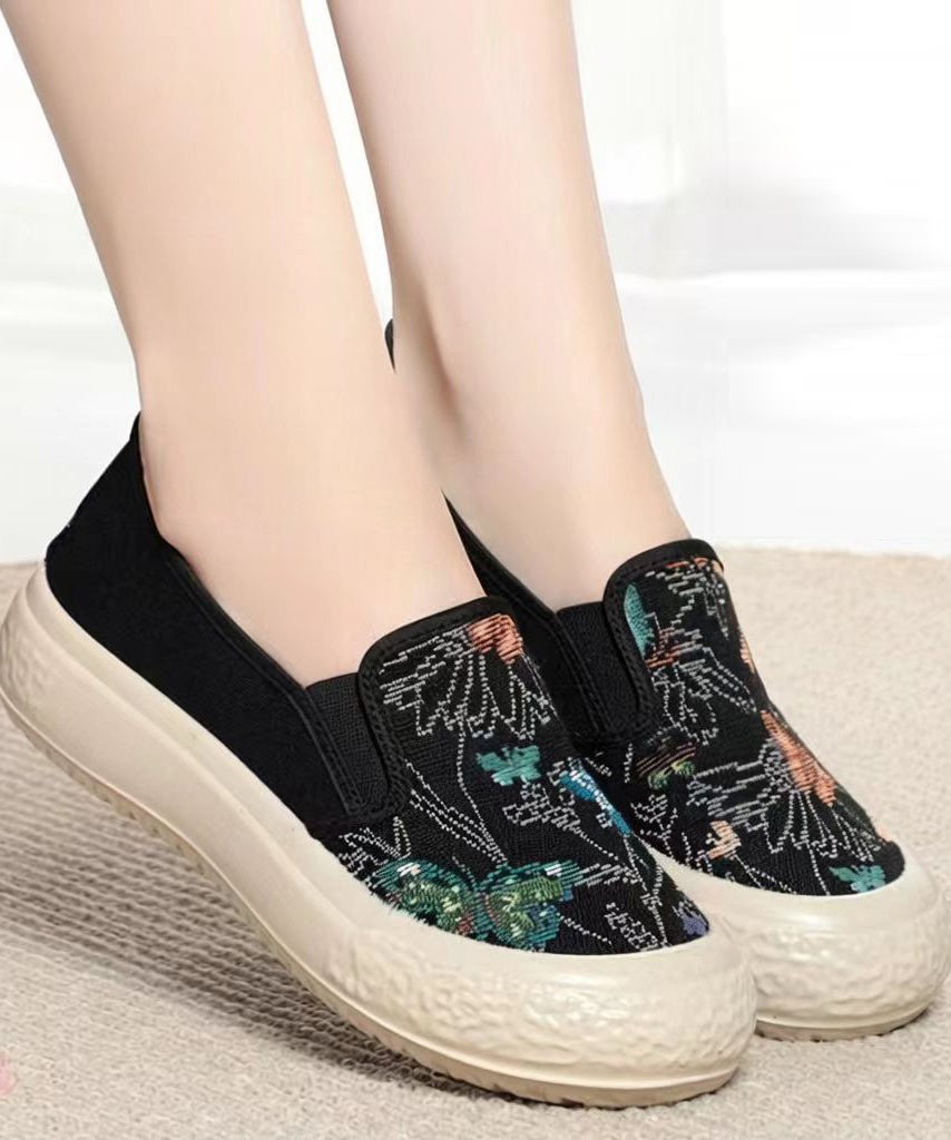 Jacquard Flat Feet Shoes Beige Cotton Fabric