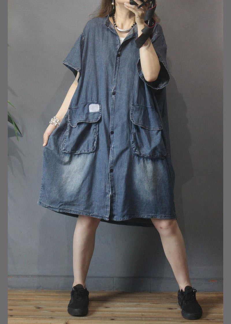 Large Pocket Grey Denim Dress