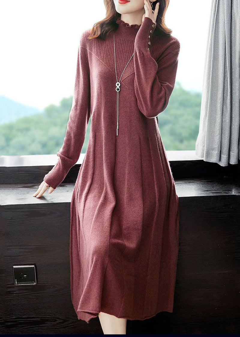 Mulberry Ruffled Exra Large Hem Knit Sweater Dress Winter