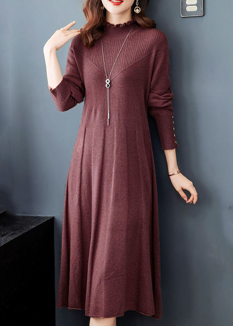 Mulberry Ruffled Exra Large Hem Knit Sweater Dress Winter