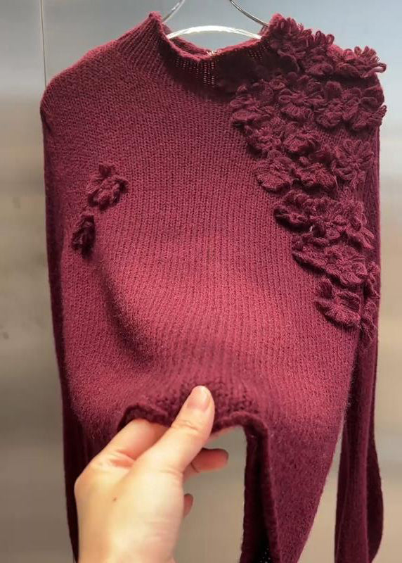 Mulberry Turtleneck Cotton Knit Sweater Tops Spring