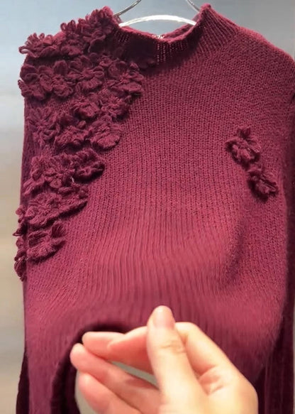 Mulberry Turtleneck Cotton Knit Sweater Tops Spring
