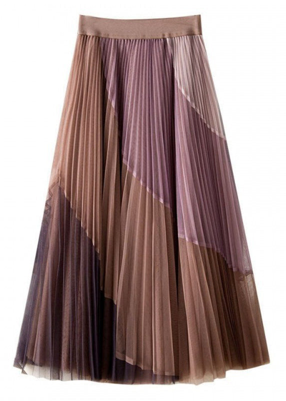 Purple Print Pleated Fall Skirts