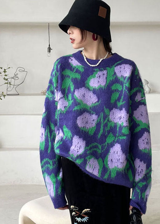 Purple Knit Sweaters Winter