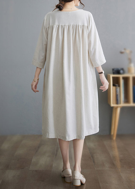 Ruffled Patchwork Linen Maxi Dress Summer